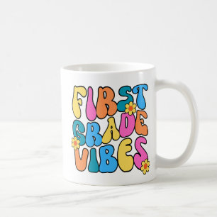 Colorful First Grade Vibes– Back to school Retro Coffee Mug