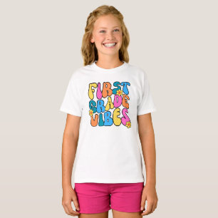Colorful First Grade Vibes Back to School Retro T-Shirt