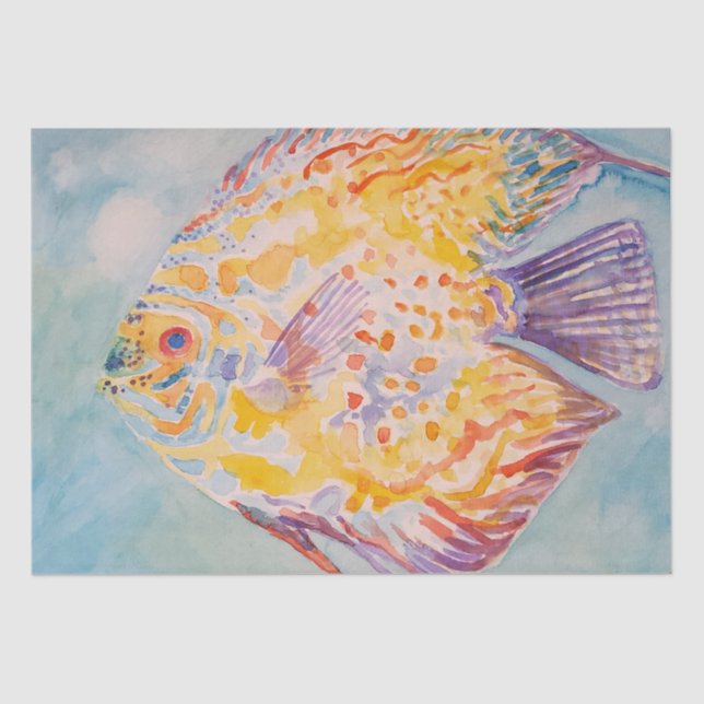 Colorful Fish Sea Pattern Watercolor Tissue  Tissue Paper (Front)