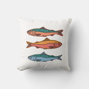 Colorful fish throw pillow