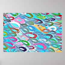 Colorful Fishes Abstract Paint Blue Pink Red Green