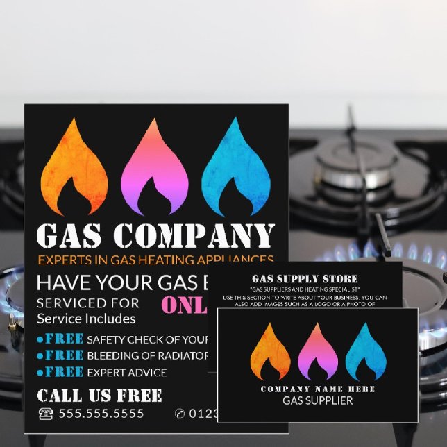 Colorful Flames, Gas Engineer & Supplier Business Card (Creator Uploaded)