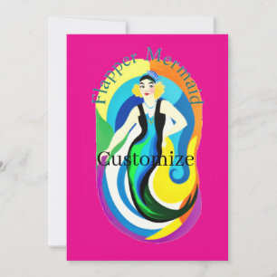Colorful Flapper Mermaid Thunder_Cove Invitation