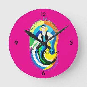 Colorful Flapper Mermaid Thunder_Cove Round Clock