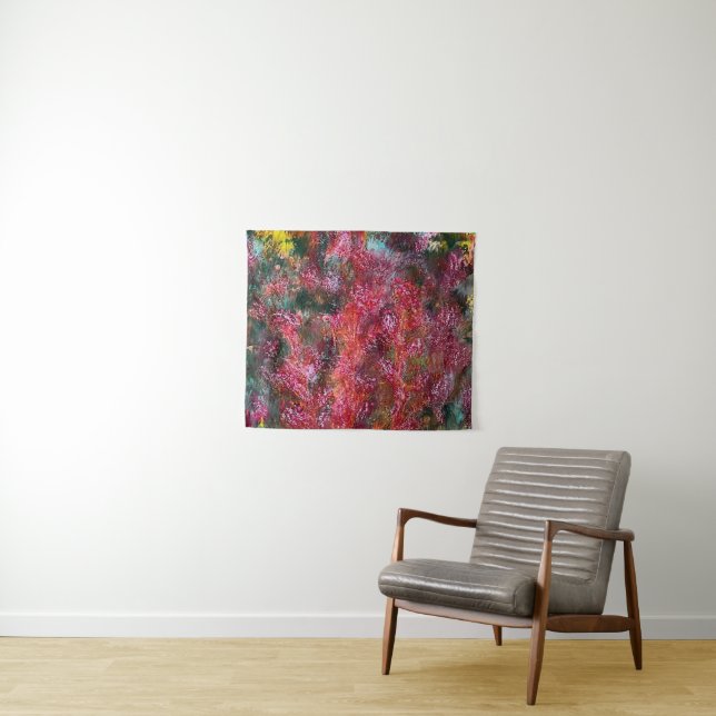 Colorful Floral Abstract Painting Tapestry (In Situ (Horizontal))