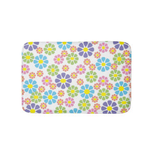 Colorful floral art pattern bath mat