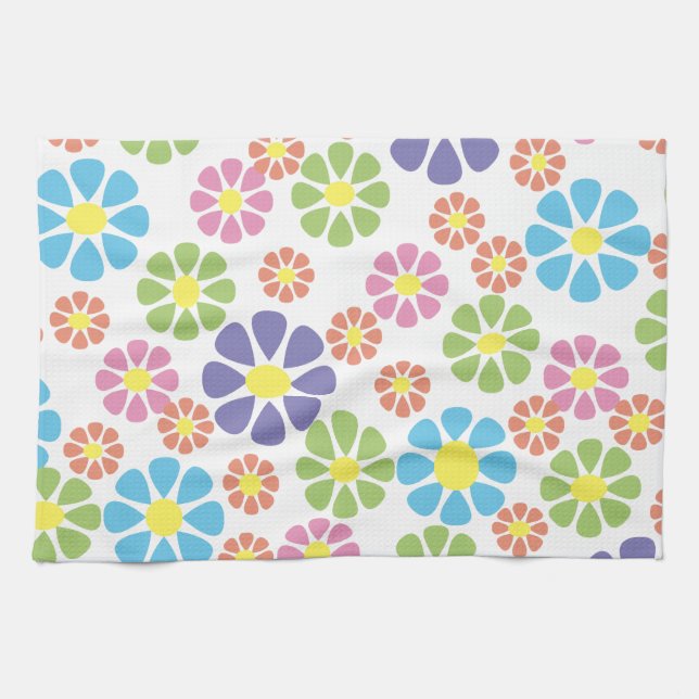 Colorful floral art pattern design kitchen towel (Horizontal)