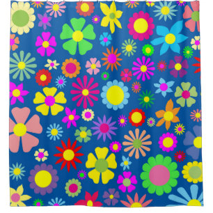 Colorful floral art shower curtain