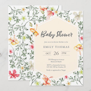 Colorful floral Baby Shower Invitation - neutral