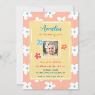 Colorful Floral Birthday Party Invitation