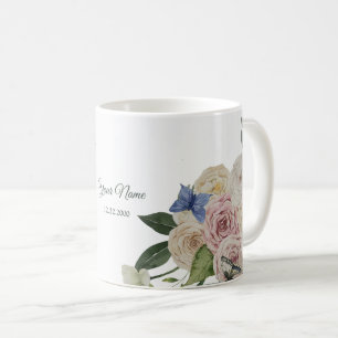 Colorful Floral Blue Butterfly Green Wedding Party Coffee Mug