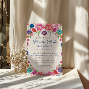 Colorful Floral Botanical Fiesta Spanish Wedding Invitation