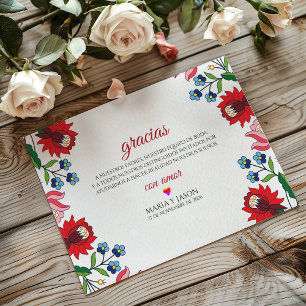 Colorful Floral Botanical Modern Spanish Wedding Thank You Card