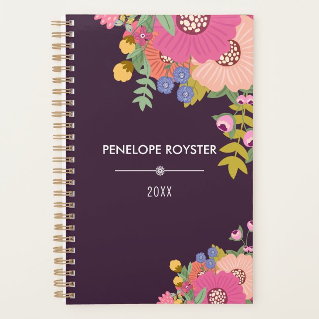 Colorful Floral Bouquet Name Planner (Front)