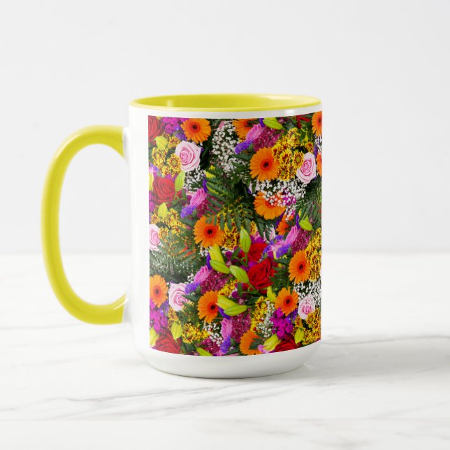 COLORFUL, FLORAL COFFEE MUG (Left)