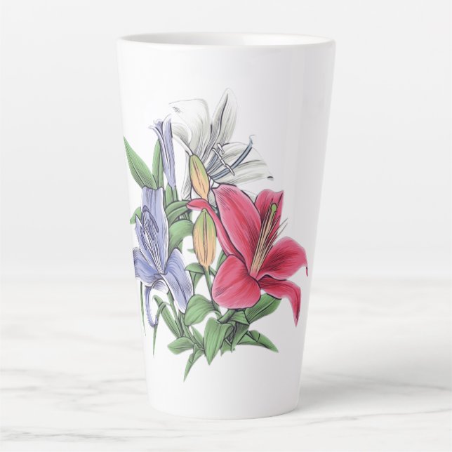 colorful floral design  latte mug (Front)