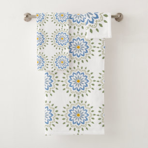Colorful floral designs bath towel set