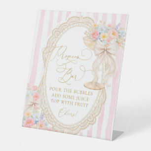 Colorful Floral Elegant Prosecco Bar Pedestal Sign