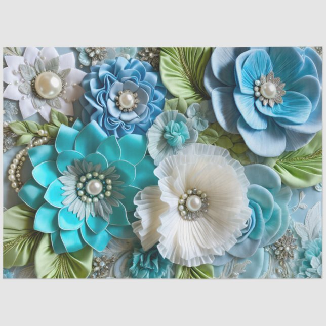 Colorful Floral Fabric Art Tissue Paper (Front)