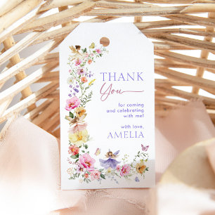 Colorful Floral Fairy First Birthday Party Gift Tags