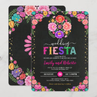 Colorful Floral Fiesta Mexican Chalkboard Wedding