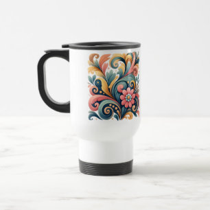 Colorful Floral Folk Art Travel Mug