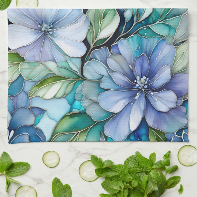 Colorful Floral Ink Art Kitchen Towel (Creator Uploaded)