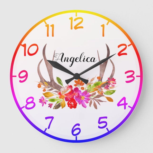 Colorful Floral Large Clock (Front)
