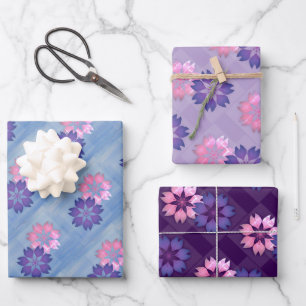 Colorful Floral Modern Graphic Print Wrapping Paper Sheet