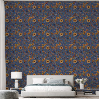 Colorful floral motif wallpaper