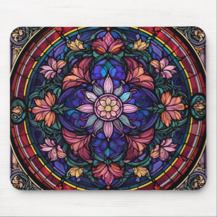 Colorful floral mozaic mouse pad