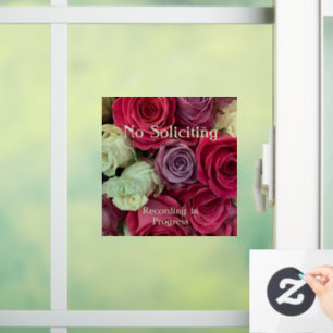 Colorful Floral No Soliciting Window Cling