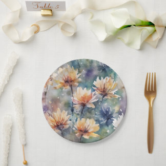 Colorful floral paper plate