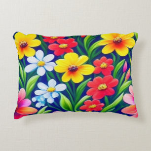 Colorful floral pattern accent pillow