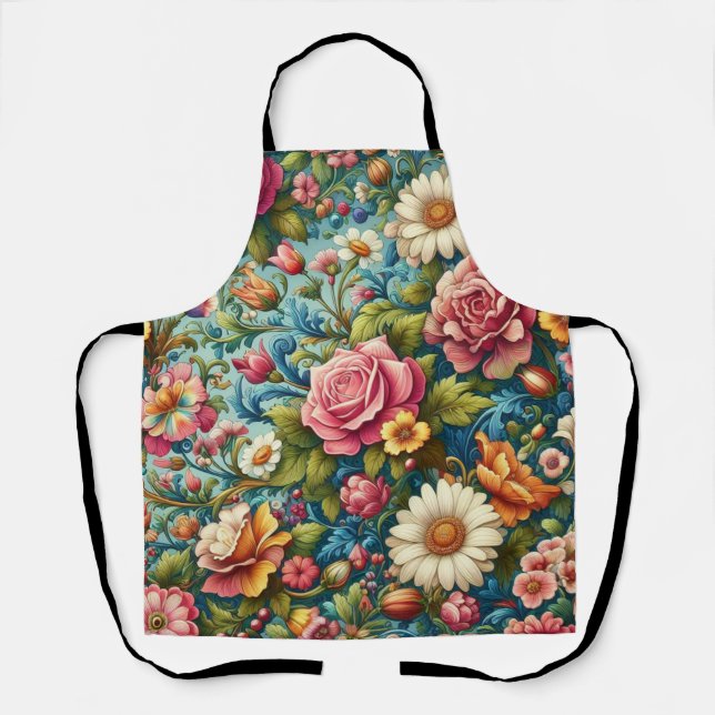 Colorful floral pattern  apron (Front)