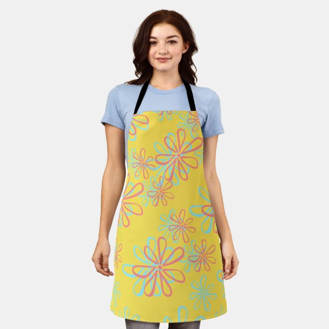 Colorful Floral Pattern Apron (Worn)