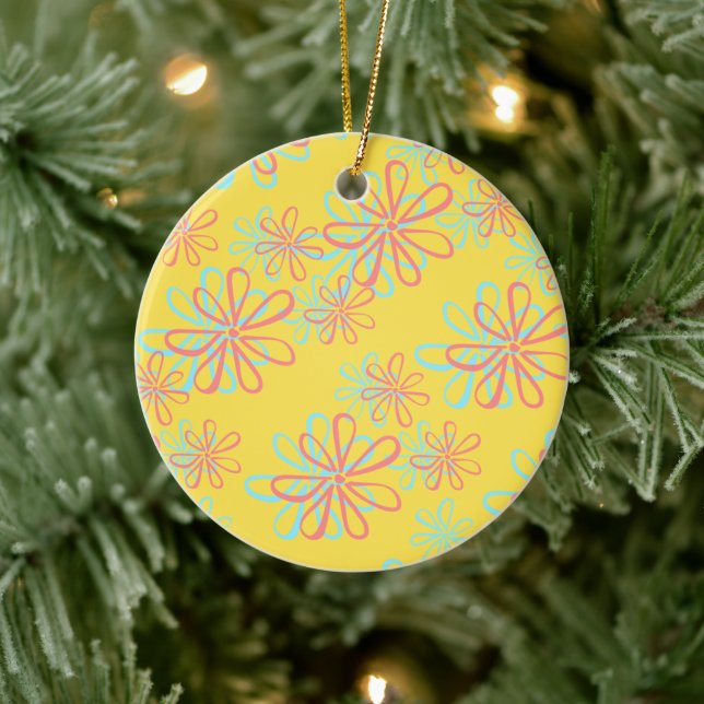 Colorful Floral Pattern Ceramic Ornament (Tree)
