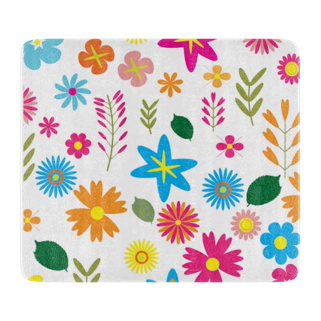 COLORFUL FLORAL PATTERN CUTTING BOARD (Front)