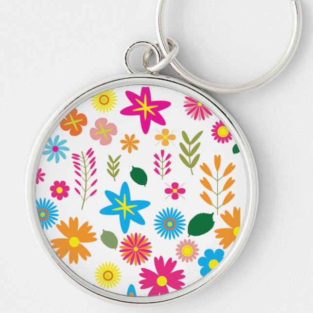 COLORFUL FLORAL PATTERN KEYCHAIN (Front)