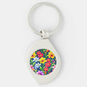 Colorful floral pattern keychain