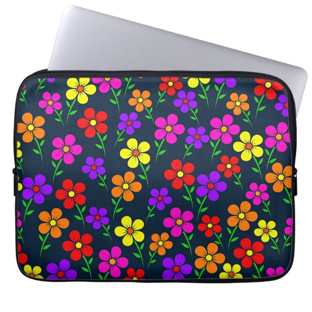 Colorful Floral Pattern Laptop Sleeve (Front)