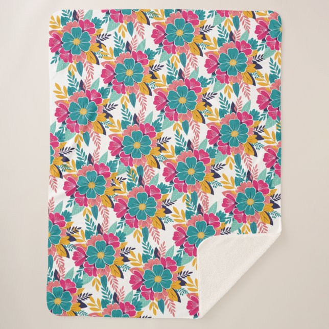 Colorful Floral Pattern Large Cozy Blanket – Brigh (Front)