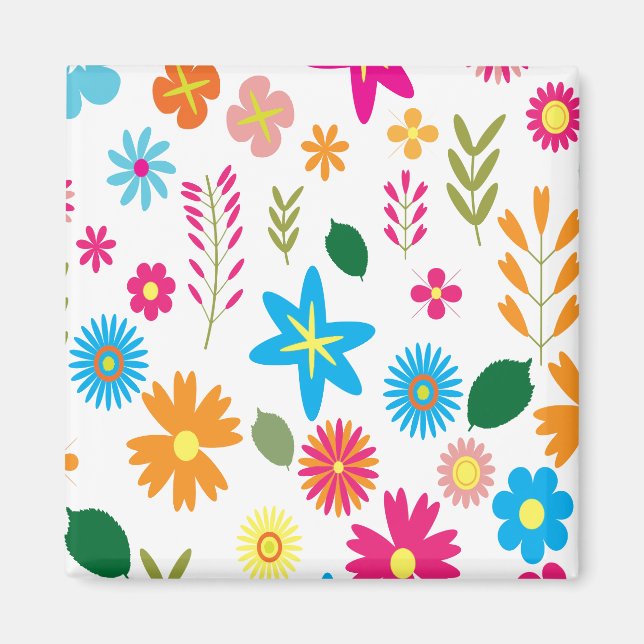 Colorful Floral Pattern Magnet (Front)