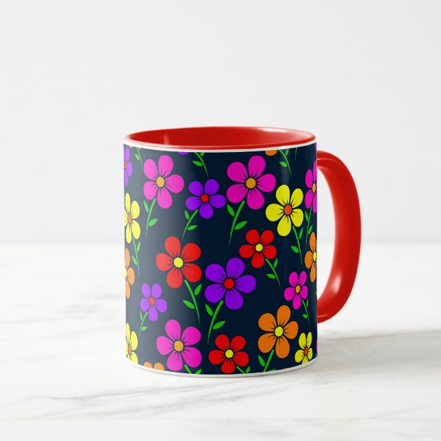 Colorful Floral Pattern Mug (Front Right)