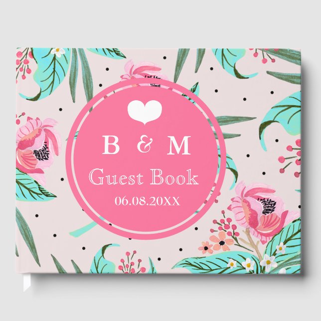 Colorful Floral Pattern Personalized Guestbook (Front)