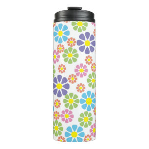 Colorful floral pattern thermal tumbler