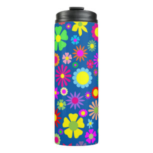Colorful floral pattern thermal tumbler