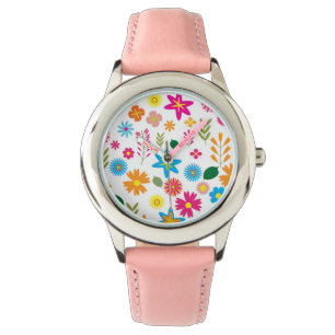 COLORFUL FLORAL PATTERN WATCH