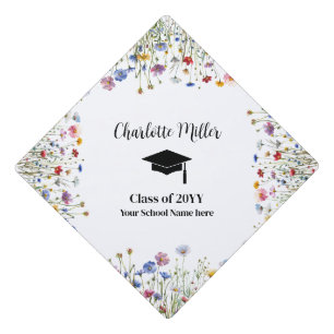 colorful floral personalized graduation cap topper