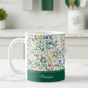 Colorful Floral Personalized Mug